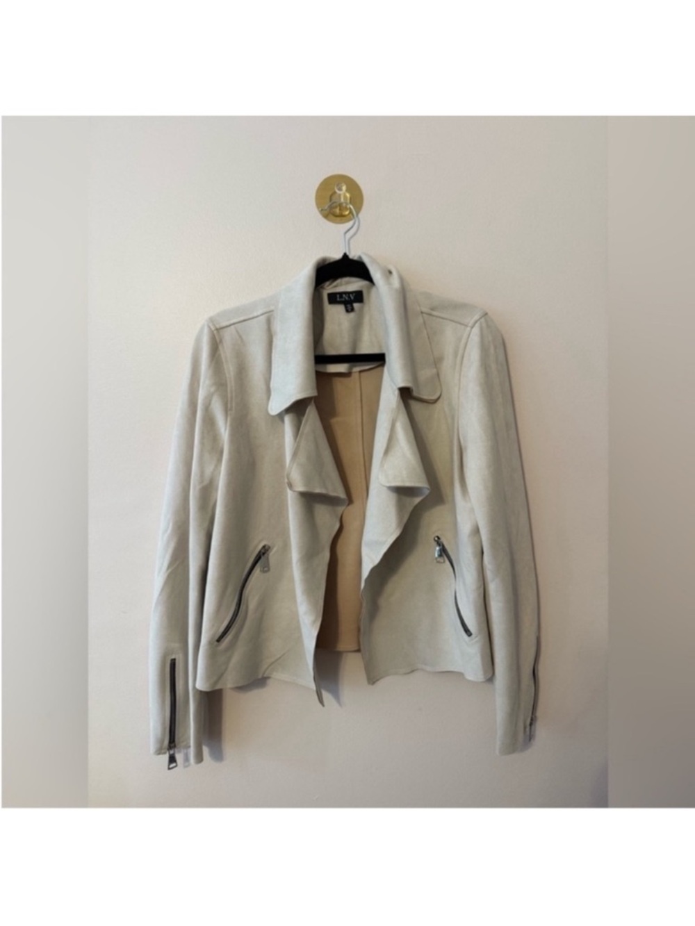 LNA Women's Cream Leather Jacket M